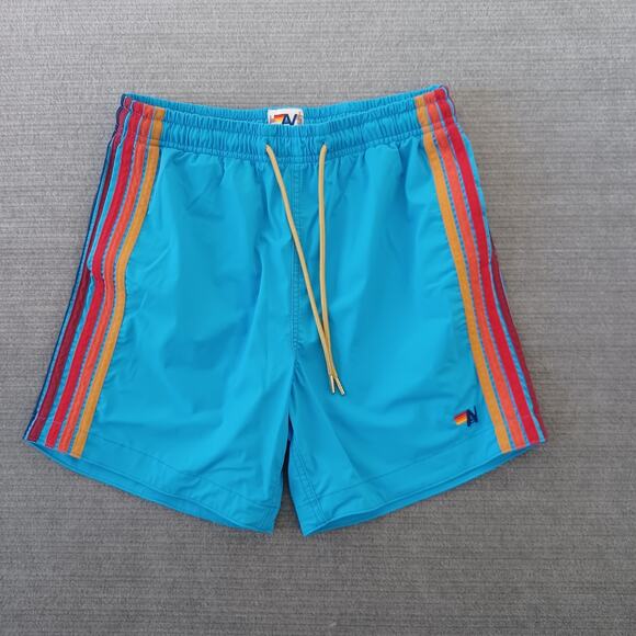 Aviator Nation Men's 29 x 5 Blue 5 Stripe Flex Swim Trunks Board Shorts Resort - Picture 1 of 9